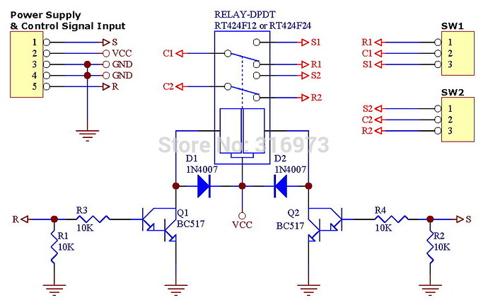 Bistable-Latching-DPDT-8-Amp-Power-Relay-Module-DC5V-Coil-Tyco-RT424F05